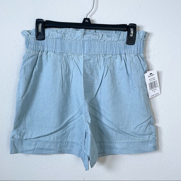 Mauby Paperbag Waist Light Blue Shorts - Picture 3 of 10